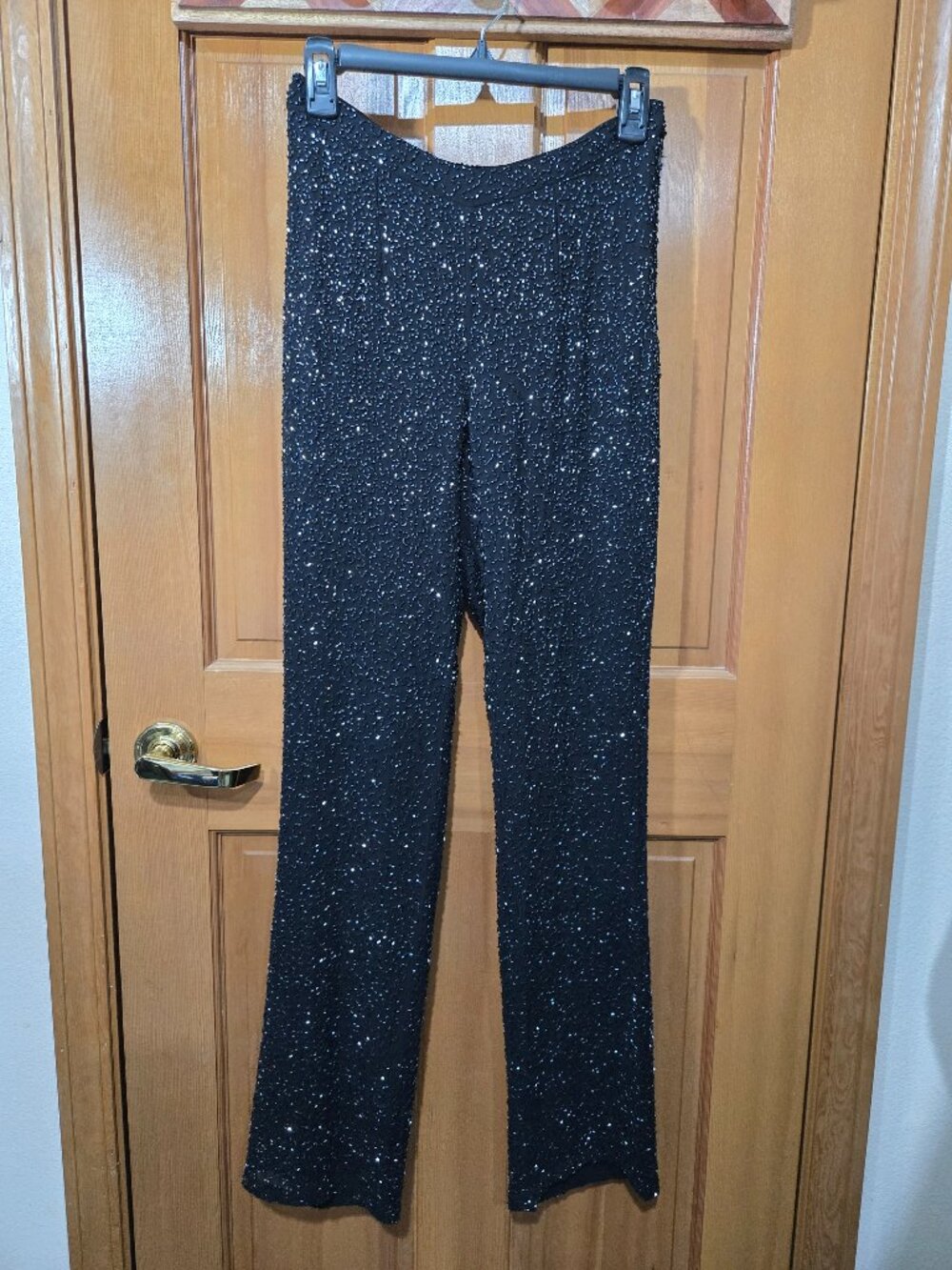 INC International Concepts Black Beaded 100% Silk Pants